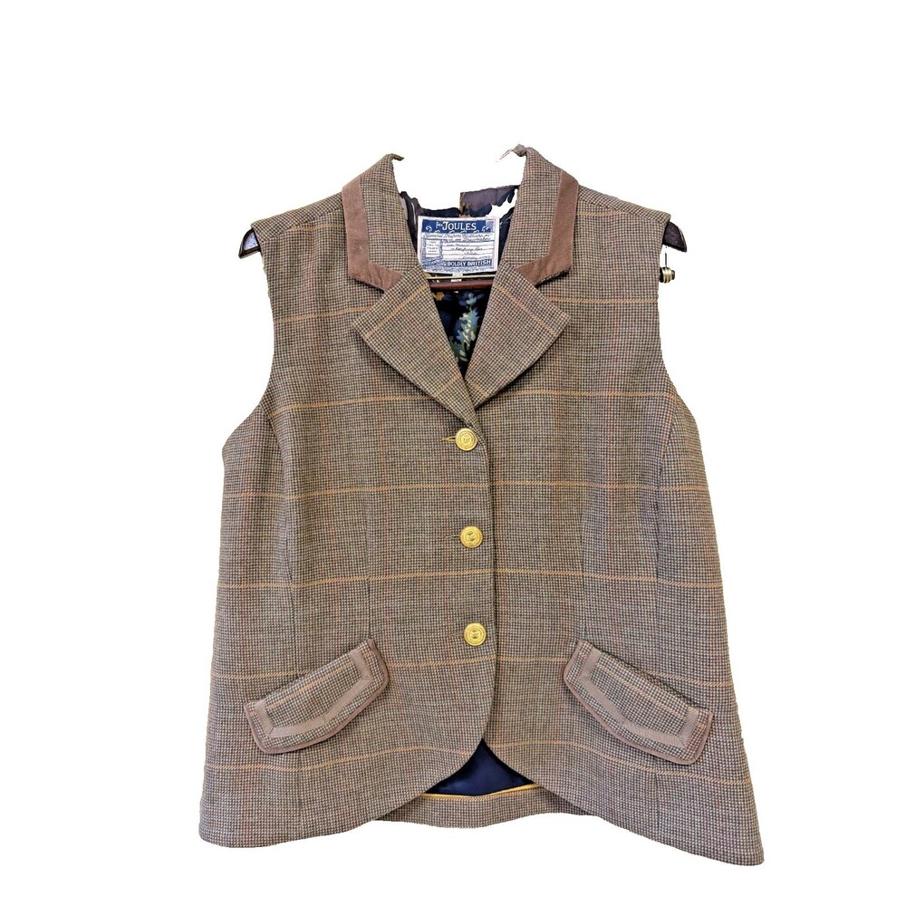 Joules Vest Tweed - Fox Hunting Motif Lining, UK18 US14 Great Condition